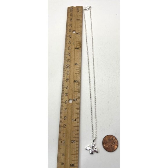 Sterling Silver Angel Pendant Necklace With Crystal Accents & Chain 18 Inches - Picture 3 of 5